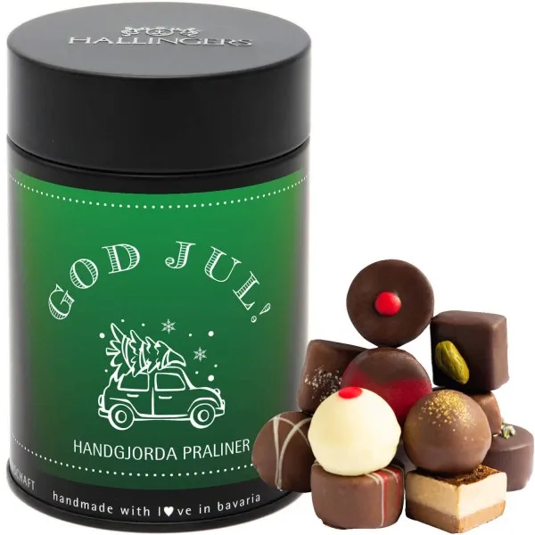 God Jul, green - Svenska (Premiumdose) - Schwedische Edition Manufaktur Pralinen Geschenk handmade ohne Alkohol aus Edelkakao Schokolade (150g)