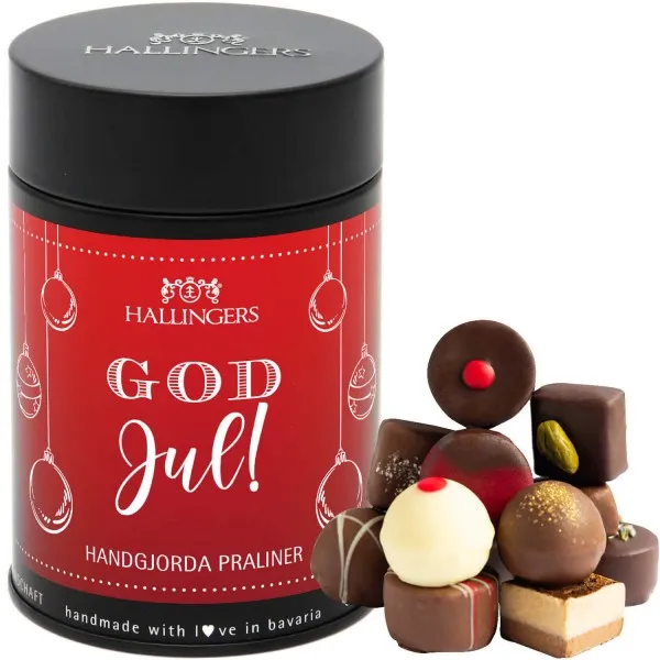 God Jul, red - Svenska (Premiumdose) - Schwedische Edition Manufaktur Pralinen Geschenk handmade ohne Alkohol aus Edelkakao Schokolade (150g)