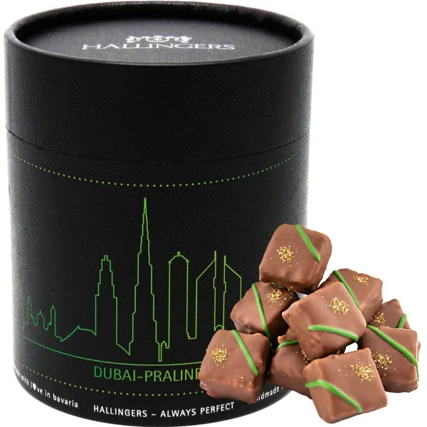 Dubai Pralinen XXL (Naschdose) - Manufaktur Dubai Pralinen Geschenk handmade ohne Alkohol aus Edelkakao Dubai Schokolade (500g)