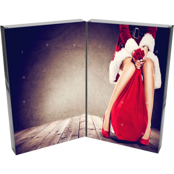 24 Pralinen-Adventskalender, teilweise mit Alkohol (300g) - Mrs. Santa (Buch-Karton)