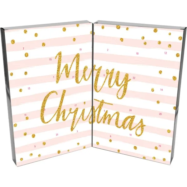 Rosa Weihnachten (Buch-Karton) - Adventskalender Pralinen Geschenk handmade ohne Alkohol aus Edelkakao Schokolade (300g)