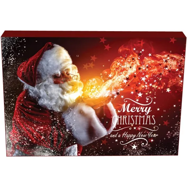 Make a Wish (Advents-Karton) - Adventskalender Pralinen Geschenk handmade teils mit Alkohol aus Edelkakao Schokolade (300g)