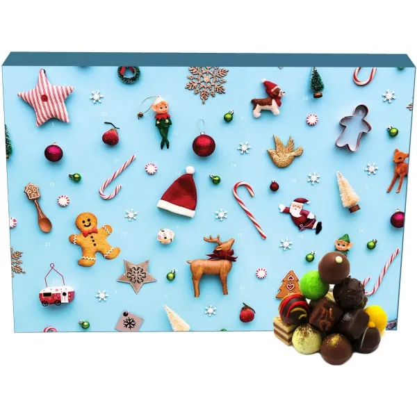 Little Things (Advents-Karton) - Adventskalender Pralinen Geschenk handmade teils mit Alkohol aus Edelkakao Schokolade (300g)