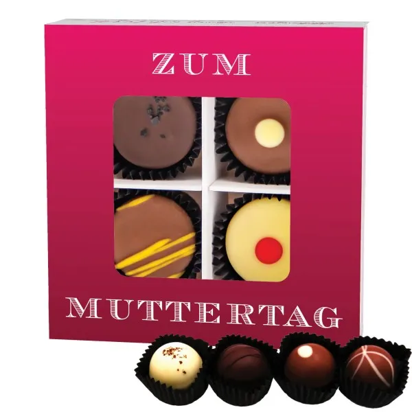 Zum Muttertag (Pralinenbox) - Muttertagsgeschenk Pralinen Geschenk handmade teils mit Alkohol aus Edelkakao zum Muttertag für Mama (48g)