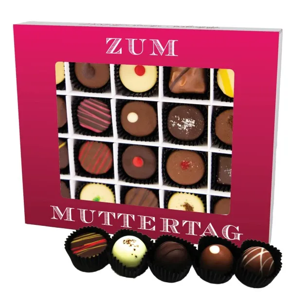 Zum Muttertag XL (Pralinenbox) - Muttertagsgeschenk Pralinen Geschenk handmade teils mit Alkohol aus Edelkakao zum Muttertag für Mama (240g)