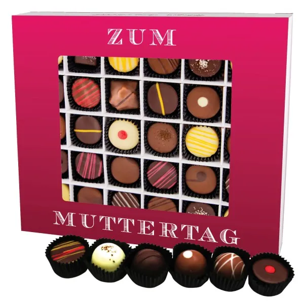 Zum Muttertag XXL (Pralinenbox) - Muttertagsgeschenk Pralinen Geschenk handmade teils mit Alkohol aus Edelkakao zum Muttertag für Mama (360g)