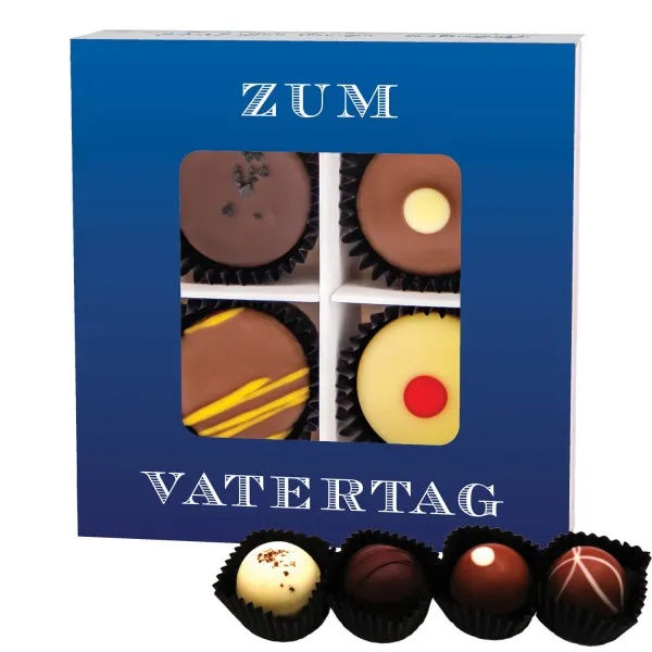 Zum Vatertag (Pralinenbox) - Vatertagsgeschenk Pralinen Geschenk handmade teils mit Alkohol aus Edelkakao zum Vatertag für Papa (48g)