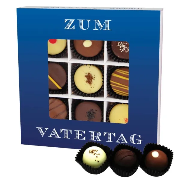 Zum Vatertag L (Pralinenbox) - Vatertagsgeschenk Pralinen Geschenk handmade teils mit Alkohol aus Edelkakao zum Vatertag für Papa (108g)