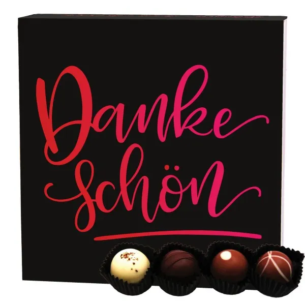 Dankeschön (Pralinenbox) - Manufaktur Pralinen Geschenk handmade ohne Alkohol aus Edelkakao Schokolade (48g)