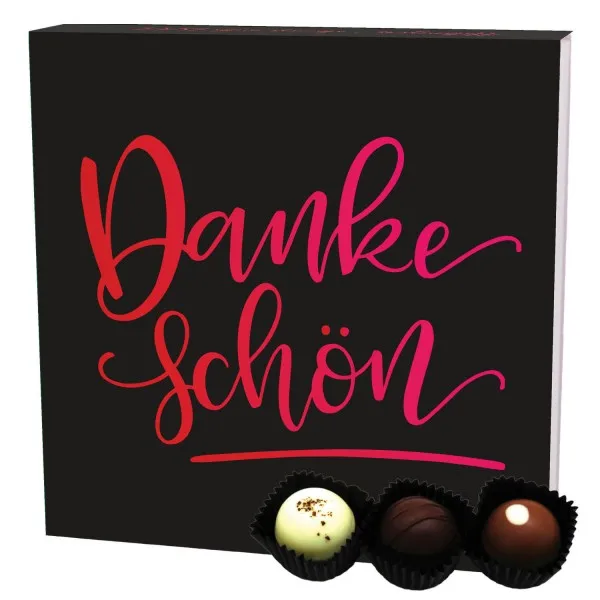 Dankeschön L (Pralinenbox) - Manufaktur Pralinen Geschenk handmade ohne Alkohol aus Edelkakao Schokolade (108g)