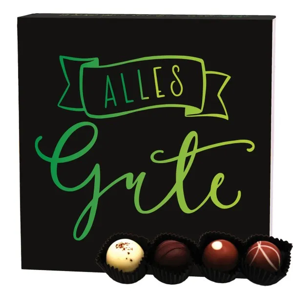 Alles Gute (Pralinenbox) - Manufaktur Pralinen Geschenk handmade ohne Alkohol aus Edelkakao Schokolade (48g)