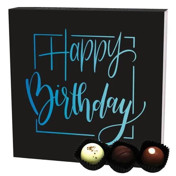 Happy Birthday L (Pralinenbox) - Manufaktur Pralinen Geschenk handmade ohne Alkohol aus Edelkakao Schokolade (108g)