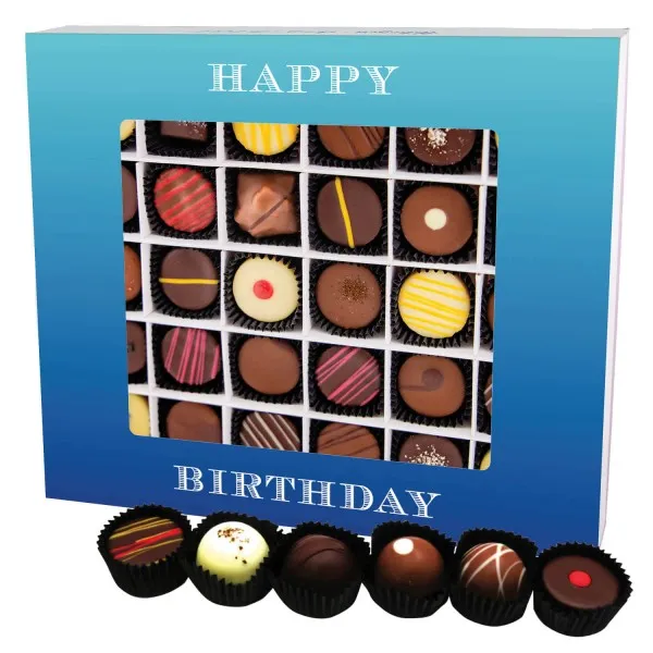 Happy Birthday XXL (Pralinenbox) - Manufaktur Pralinen Geschenk handmade teils mit Alkohol aus Edelkakao Schokolade (360g)