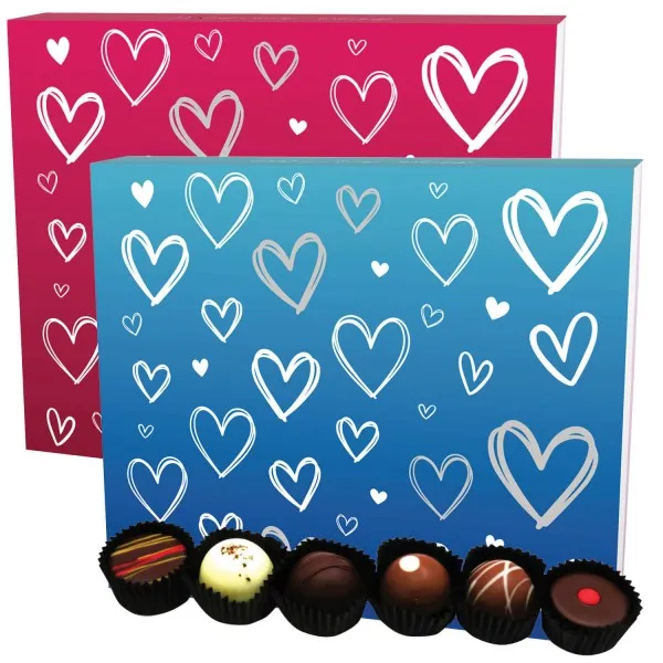 Pink&Blue Hearts 2x30 (Bundle) - Manufaktur Pralinen Geschenk handmade teils mit Alkohol aus Edelkakao Schokolade (720g)