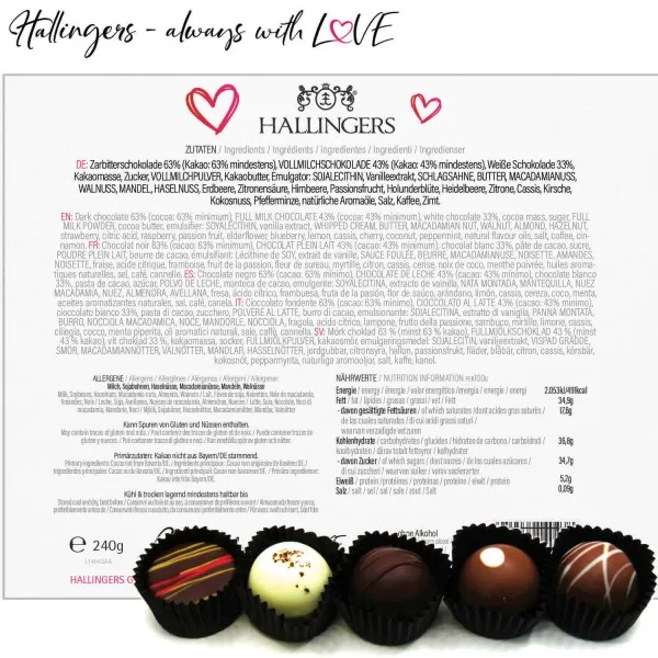 Hab Dich lieb XL (Pralinenbox) - Valentinstag Manufaktur Pralinen Geschenk handmade ohne Alkohol aus Edelkakao Schokolade (240g)