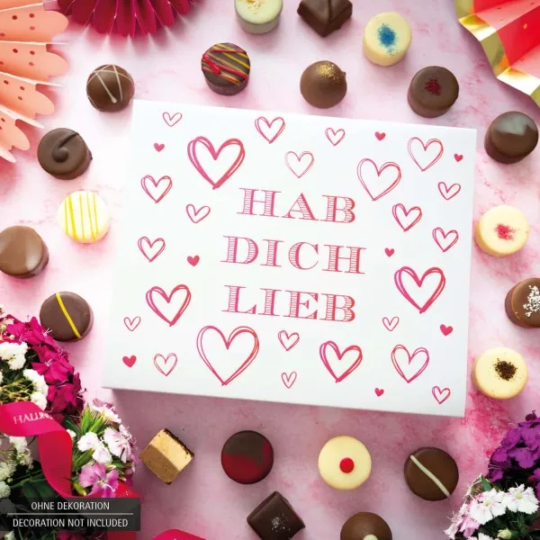 Hab Dich lieb XL (Pralinenbox) - Valentinstag Manufaktur Pralinen Geschenk handmade ohne Alkohol aus Edelkakao Schokolade (240g)