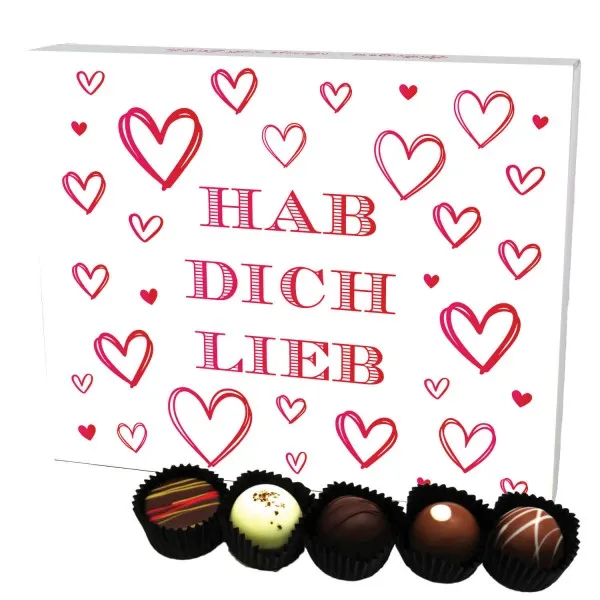 Hab Dich lieb 20 (Pralinenbox) - Manufaktur Pralinen Geschenk handmade ohne Alkohol aus Edelkakao Schokolade (240g)
