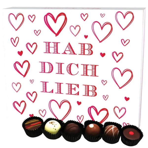 Hab Dich lieb XXL (Pralinenbox) - Valentinstag Manufaktur Pralinen Geschenk handmade ohne Alkohol aus Edelkakao Schokolade (360g)