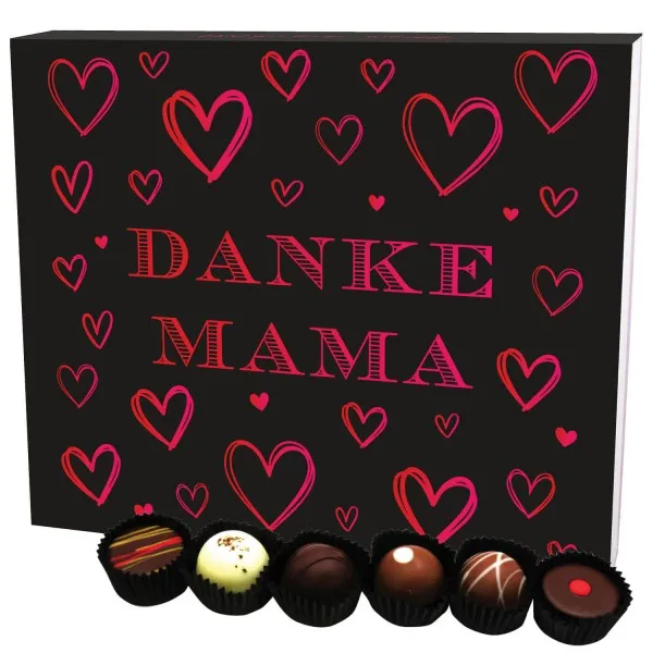 Danke Mama 30 (Pralinenbox) - Manufaktur Pralinen Geschenk handmade ohne Alkohol aus Edelkakao Schokolade (360g)