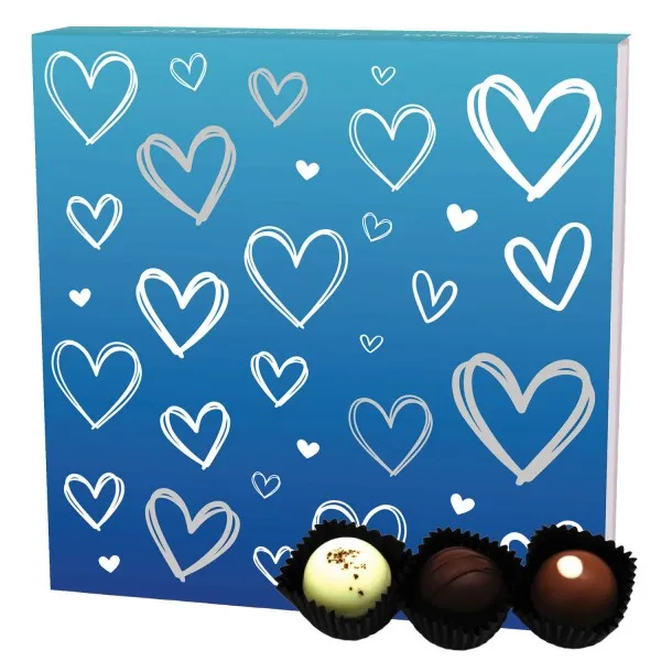 Love Blau L (Pralinenbox) - Valentinstag Manufaktur Pralinen Geschenk handmade ohne Alkohol aus Edelkakao Schokolade (108g)