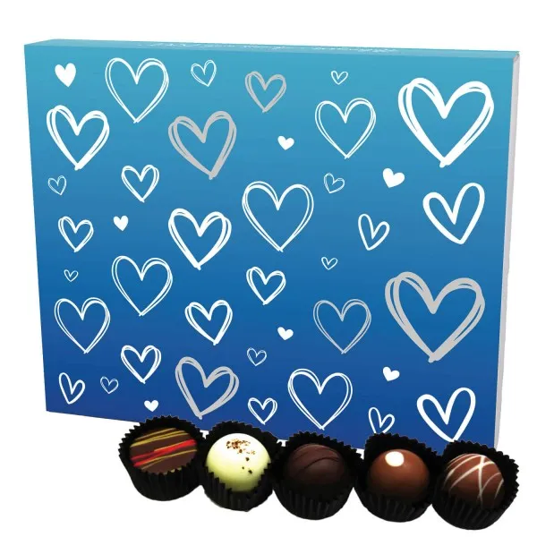 Love Blau XL (Pralinenbox) - Valentinstag Manufaktur Pralinen Geschenk handmade ohne Alkohol aus Edelkakao Schokolade (240g)