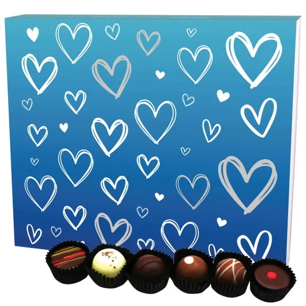 Love Blau XXL (Pralinenbox) - Valentinstag Manufaktur Pralinen Geschenk handmade ohne Alkohol aus Edelkakao Schokolade (360g)