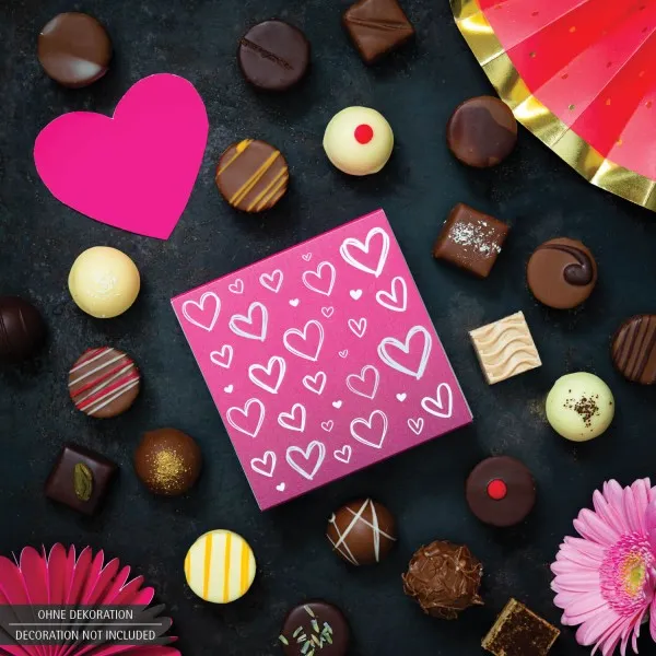 Pink&Blue Hearts 2x4 (Bundle) - Manufaktur Pralinen Geschenk handmade teils mit Alkohol aus Edelkakao Schokolade (96g)