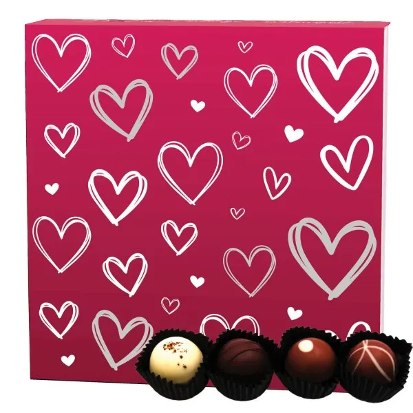 Love Pink (Pralinenbox) - Valentinstag Manufaktur Pralinen Geschenk handmade ohne Alkohol aus Edelkakao Schokolade (48g)