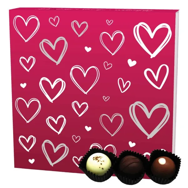 Love Pink L (Pralinenbox) - Valentinstag Manufaktur Pralinen Geschenk handmade ohne Alkohol aus Edelkakao Schokolade (108g)