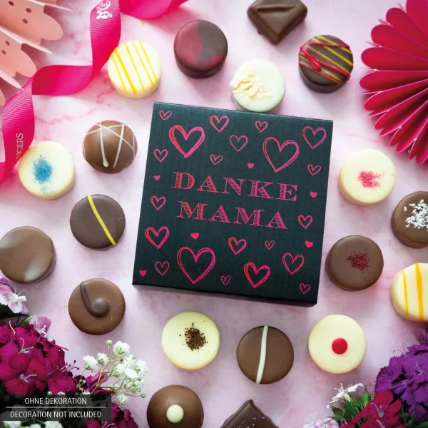Danke Mama 4 (Pralinenbox) - Manufaktur Pralinen Geschenk handmade ohne Alkohol aus Edelkakao Schokolade (48g)