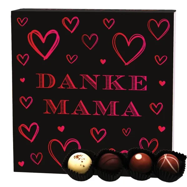 Danke Mama (Pralinenbox) - Manufaktur Pralinen Geschenk handmade ohne Alkohol aus Edelkakao Schokolade (48g)