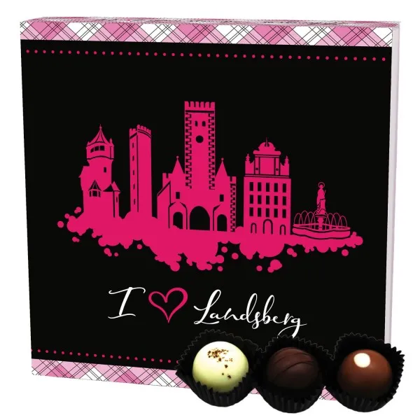 I love Landsberg L (Pralinenbox) - Manufaktur Pralinen Geschenk handmade ohne Alkohol aus Edelkakao Schokolade (108g)