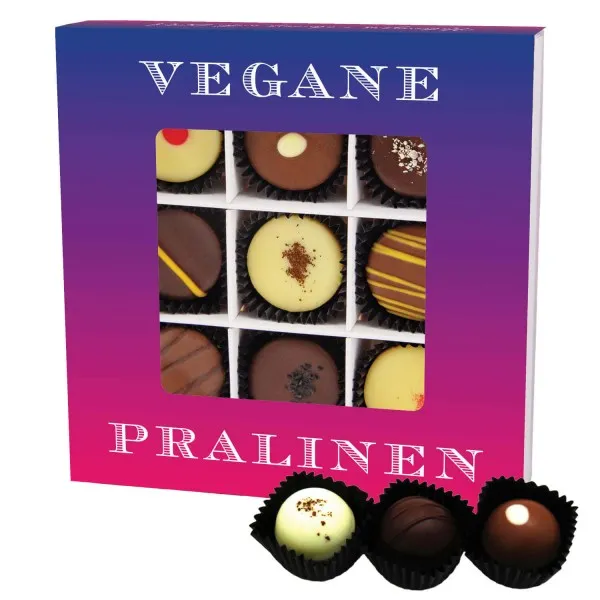 Vegane Pralinen L (Pralinenbox) - Vegane Manufaktur Pralinen Geschenk handmade teilweise mit Alkohol aus Edelkakao Schokolade (108g)