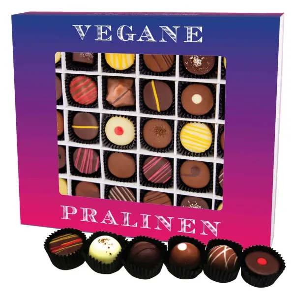 Vegane Pralinen XXL (Pralinenbox) - Vegane Manufaktur Pralinen Geschenk handmade teilweise mit Alkohol aus Edelkakao Schokolade (360g)