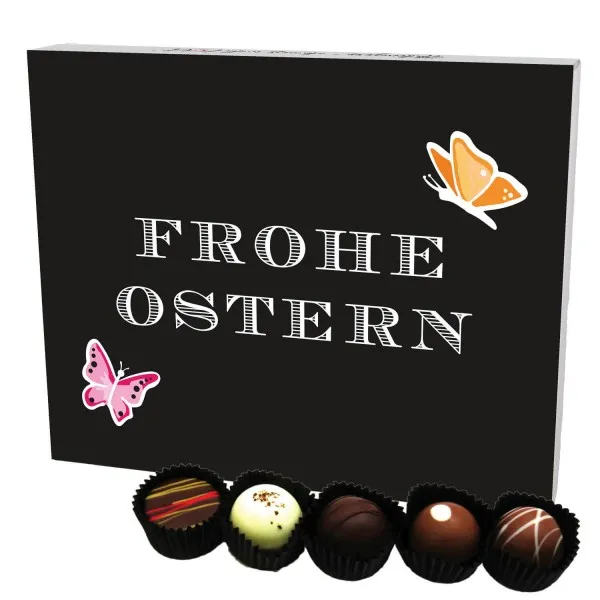 Frohe Ostern Black XL (Pralinenbox) - Ostergeschenke für Osterkörbchen zu Ostern, Pralinen handmade ohne Alkohol (240g)