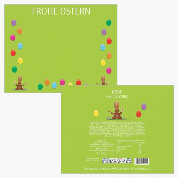 Frohe Ostern grün XL (Pralinenbox) - Ostergeschenke für Osterkörbchen zu Ostern, Pralinen handmade teils mit Alkohol (240g)