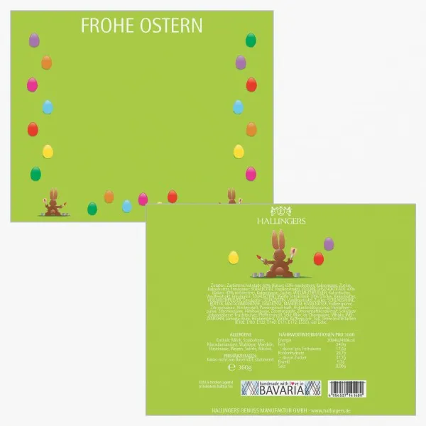 Frohe Ostern grün XXL (Pralinenbox) - Ostergeschenke für Osterkörbchen zu Ostern, Pralinen handmade teils mit Alkohol (360g)