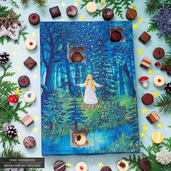 Sterntaler (Advents-Karton) - Adventskalender Pralinen Geschenk handmade ohne Alkohol aus Edelkakao Schokolade (300g)