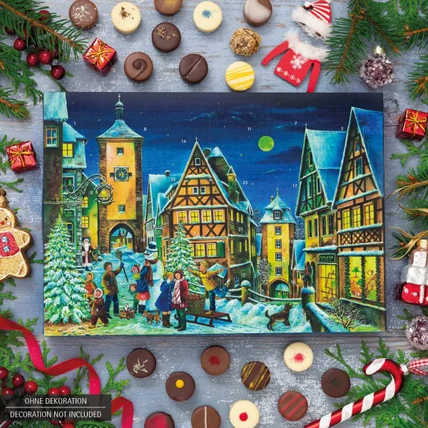 Rothenburg (Advents-Karton) - Adventskalender Pralinen Geschenk handmade ohne Alkohol aus Edelkakao Schokolade (300g)