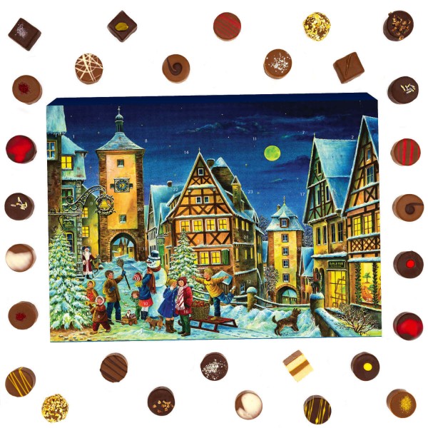 24 Pralinen-Adventskalender, ohne Alkohol (300g) - Rothenburg (Advents-Karton)