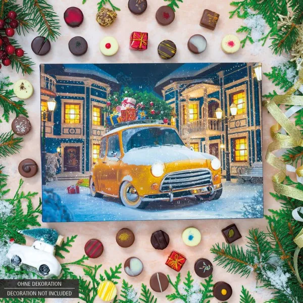 It\s Christmas (Advents-Karton) - Adventskalender Pralinen Geschenk handmade teils mit Alkohol aus Edelkakao Schokolade (300g)
