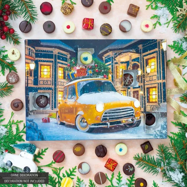 It\s Christmas (Advents-Karton) - Adventskalender Pralinen Geschenk handmade teils mit Alkohol aus Edelkakao Schokolade (300g)