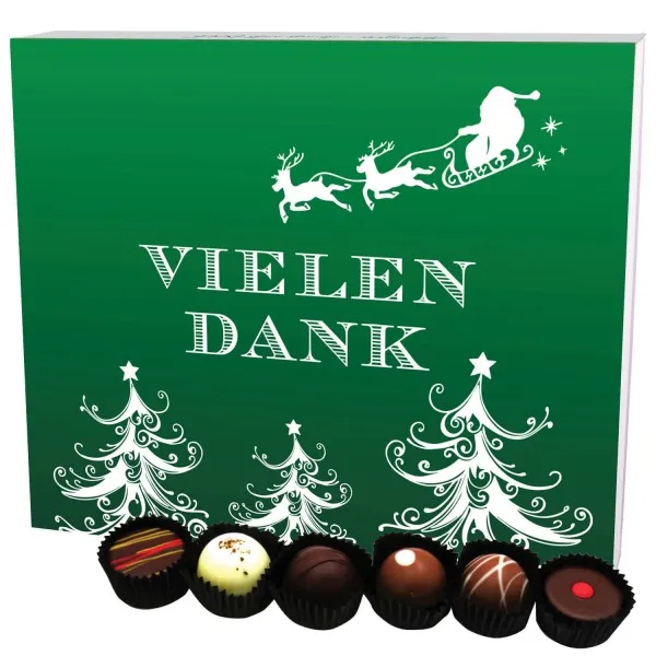 Vielen Dank Grün XXL (Pralinenbox) - Manufaktur Pralinen Weihnachten Geschenk handmade ohne Alkohol aus Edelkakao Schokolade (360g)