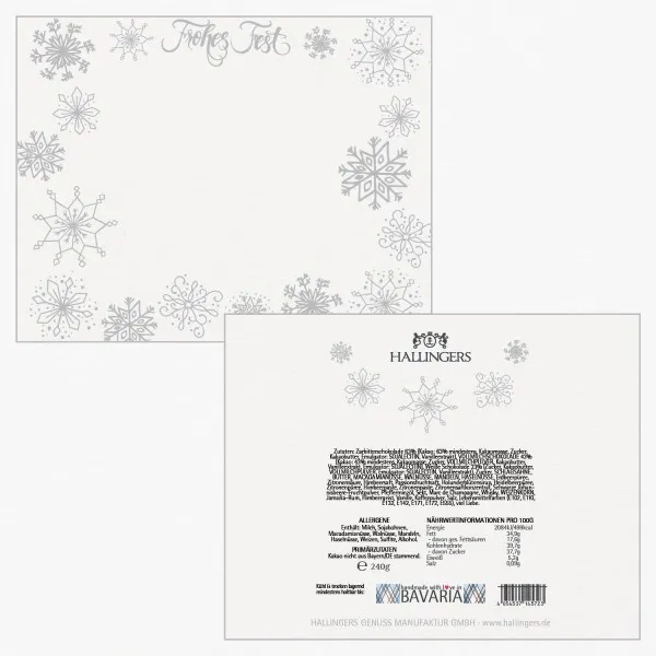 Frohes Fest Weiß 20 (Pralinenbox) - Manufaktur Pralinen Weihnachten Geschenk handmade teils mit Alkohol aus Edelkakao Schokolade (240g)