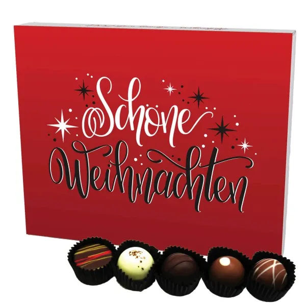 Schöne Weihnachten Rot XL (Pralinenbox) - Manufaktur Pralinen Weihnachten Geschenk handmade ohne Alkohol aus Edelkakao Schokolade (240g)