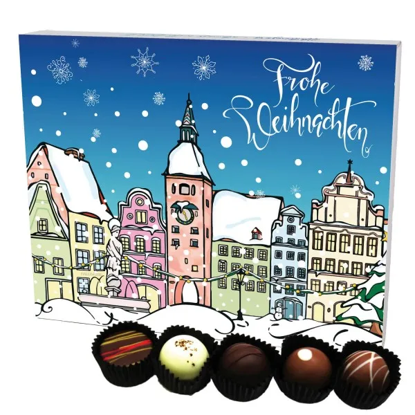 Frohe Weihnachten LL XL (Pralinenbox) - Manufaktur Pralinen Weihnachten Geschenk handmade ohne Alkohol aus Edelkakao Schokolade (240g)