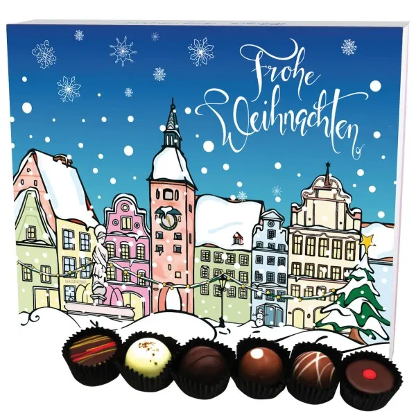 Frohe Weihnachten LL XXL (Pralinenbox) - Manufaktur Pralinen Weihnachten Geschenk handmade ohne Alkohol aus Edelkakao Schokolade (360g)