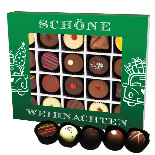 Schöne Weihnachten XL (Pralinenbox) - Manufaktur Pralinen Weihnachten Geschenk handmade teils mit Alkohol aus Edelkakao Schokolade (240g)