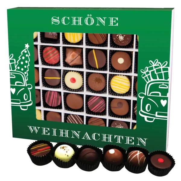 Schöne Weihnachten XXL (Pralinenbox) - Manufaktur Pralinen Weihnachten Geschenk handmade teils mit Alkohol aus Edelkakao Schokolade (360g)