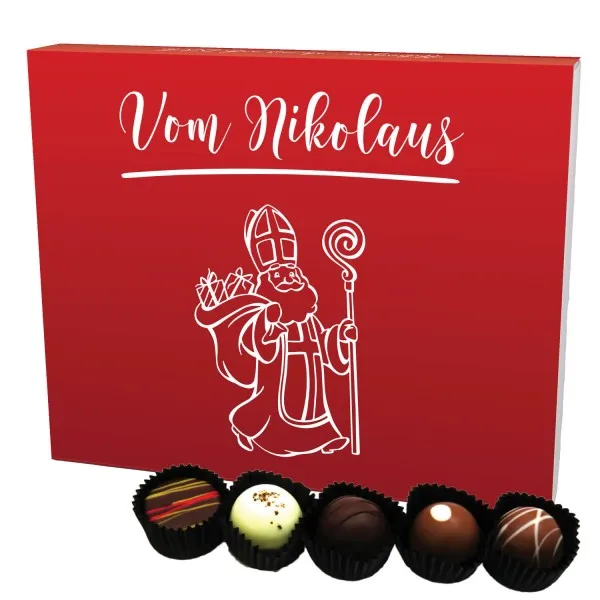 Vom Nikolaus XL (Pralinenbox) - Manufaktur Pralinen Weihnachten Geschenk handmade ohne Alkohol aus Edelkakao Schokolade (240g)